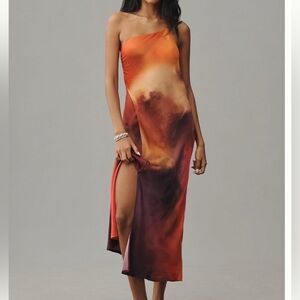 Anthropologie NWT Bl-nk one-shoulder midi slip dress size L